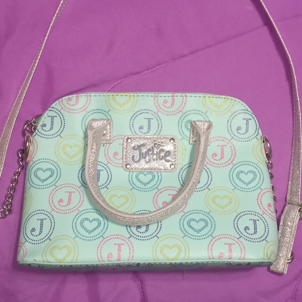 Justice girls teal purse with letter J